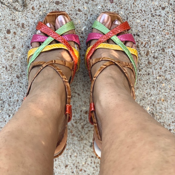 Nine West Multicolored Croco Slingback Heels - Picture 6 of 13